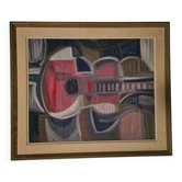 Original Swedish Oil On Panel – “Guitar” By Ingemar Hammar – Dated 1964 – Vintage & Framed