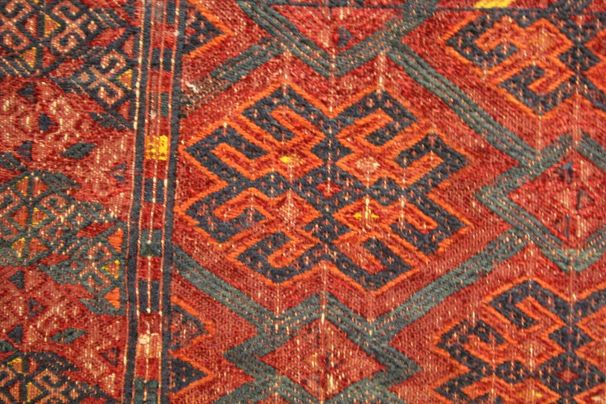 Collectable handmade antique khorassan bashir area rug- 41x129cm