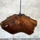 Large pendant light in corrugated teak leaf (Large D:60 H:20)
