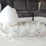 Set of 4 Cognac/Brandy Glasses. Cut crystal. Cut drop pattern.