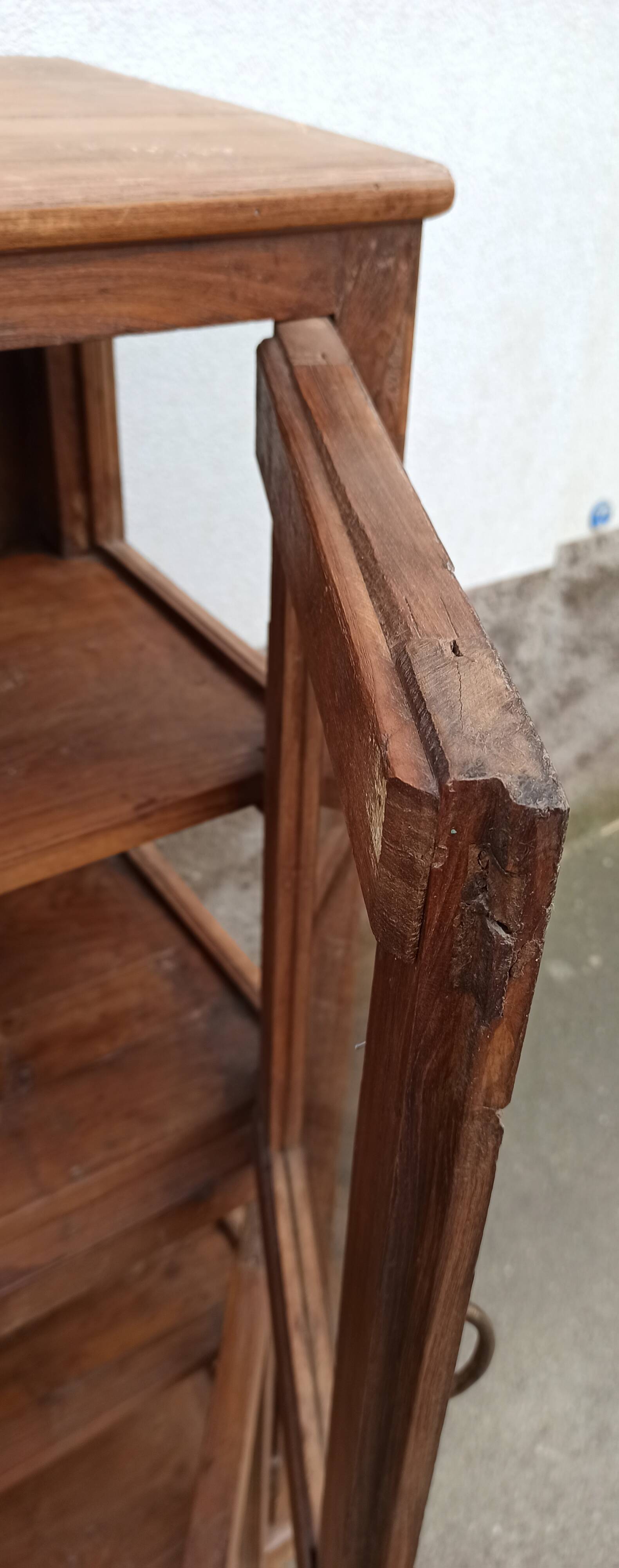 Old wooden display cabinet with three glazed sides