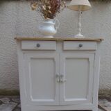 Vintage Parisian buffet re-enchanted in pearl grey, wooden top.