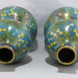Pair of double gourd vases in cloisonné enamels Chinese, China early 20th century