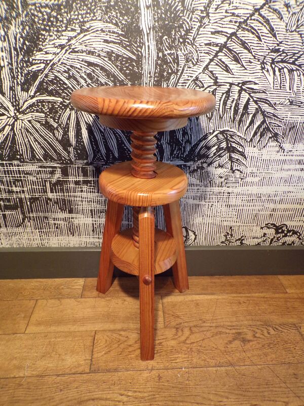 Tabouret d'horloger à vis en pin
