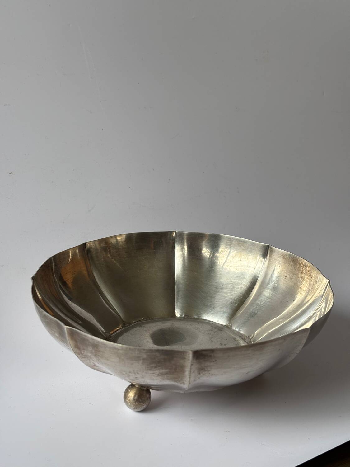 Silver-plated metal bowl