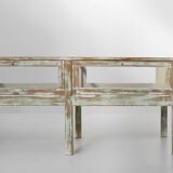 Beautiful patinated large rustic oak display case, France ca. 1900