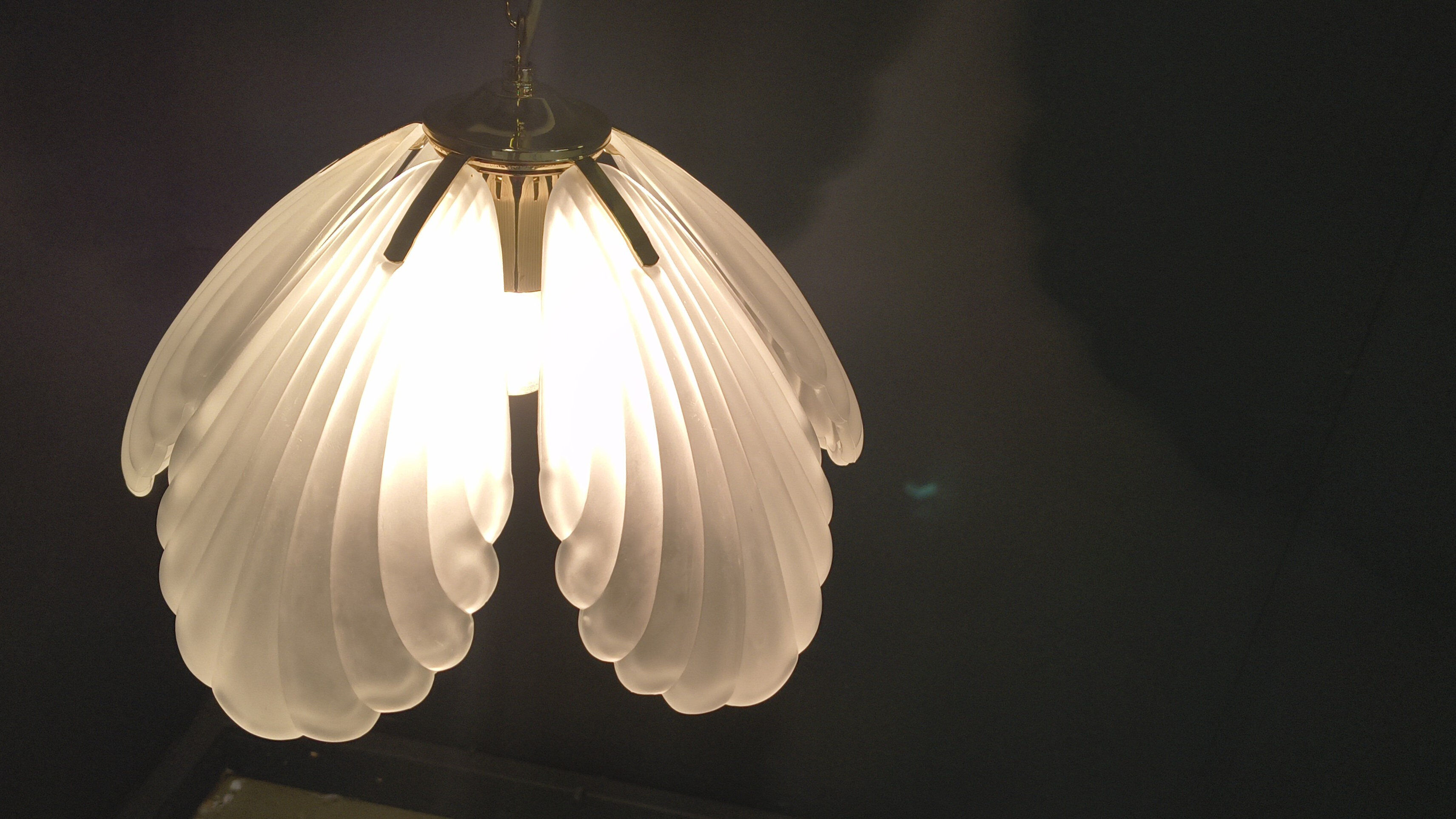 Vintage Italian glass and brass chandelier, 1970s