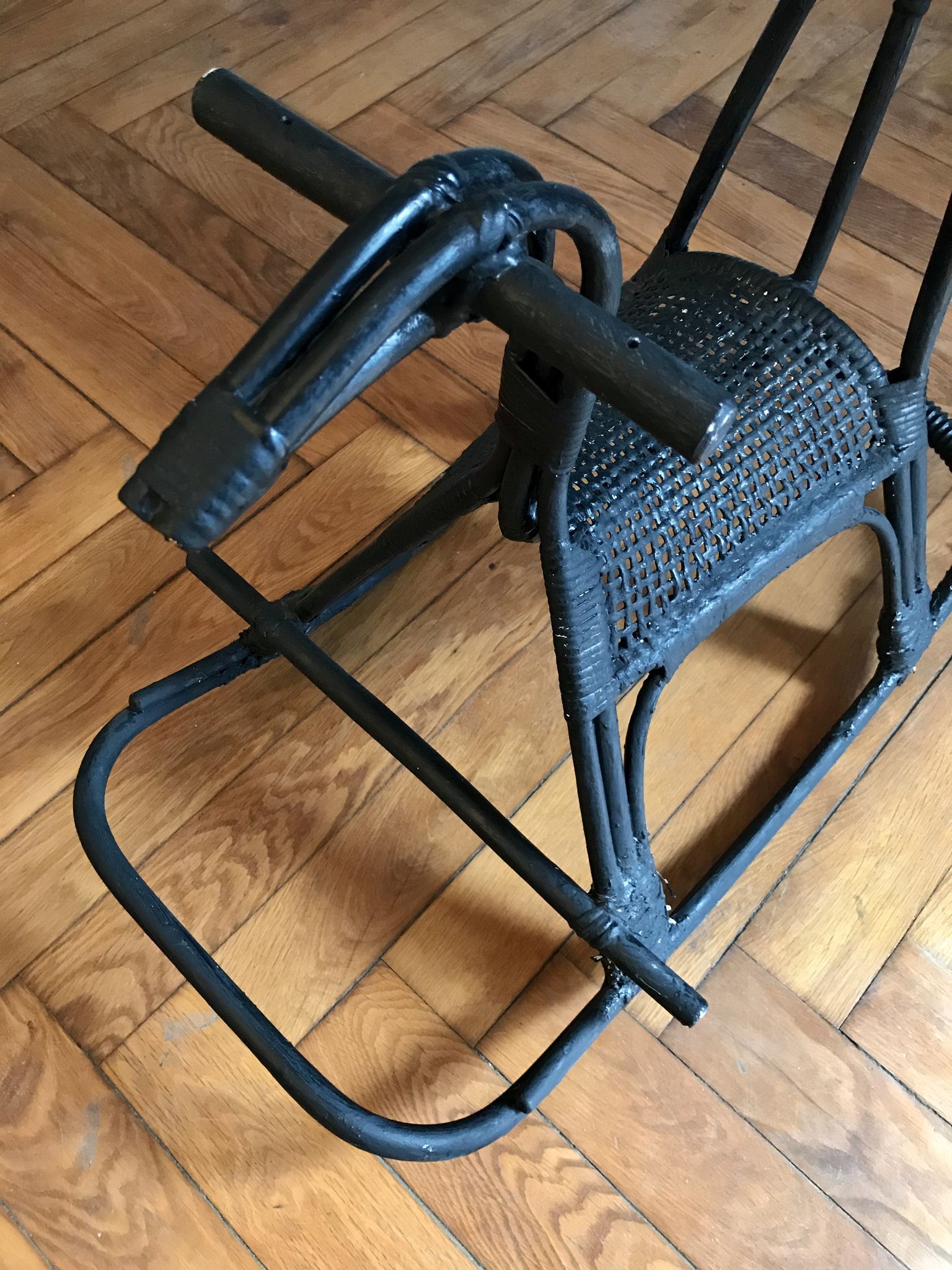 Rocking horse in rattan and bamboo
