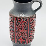 Vase West Germany, ceramic relief, red, 1970s.