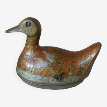 Ancienne Boite en Forme de Canard en Laiton Artisanale Fabriquée en Inde