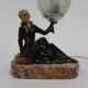 Art deco desk lamp sitting woman with globe
