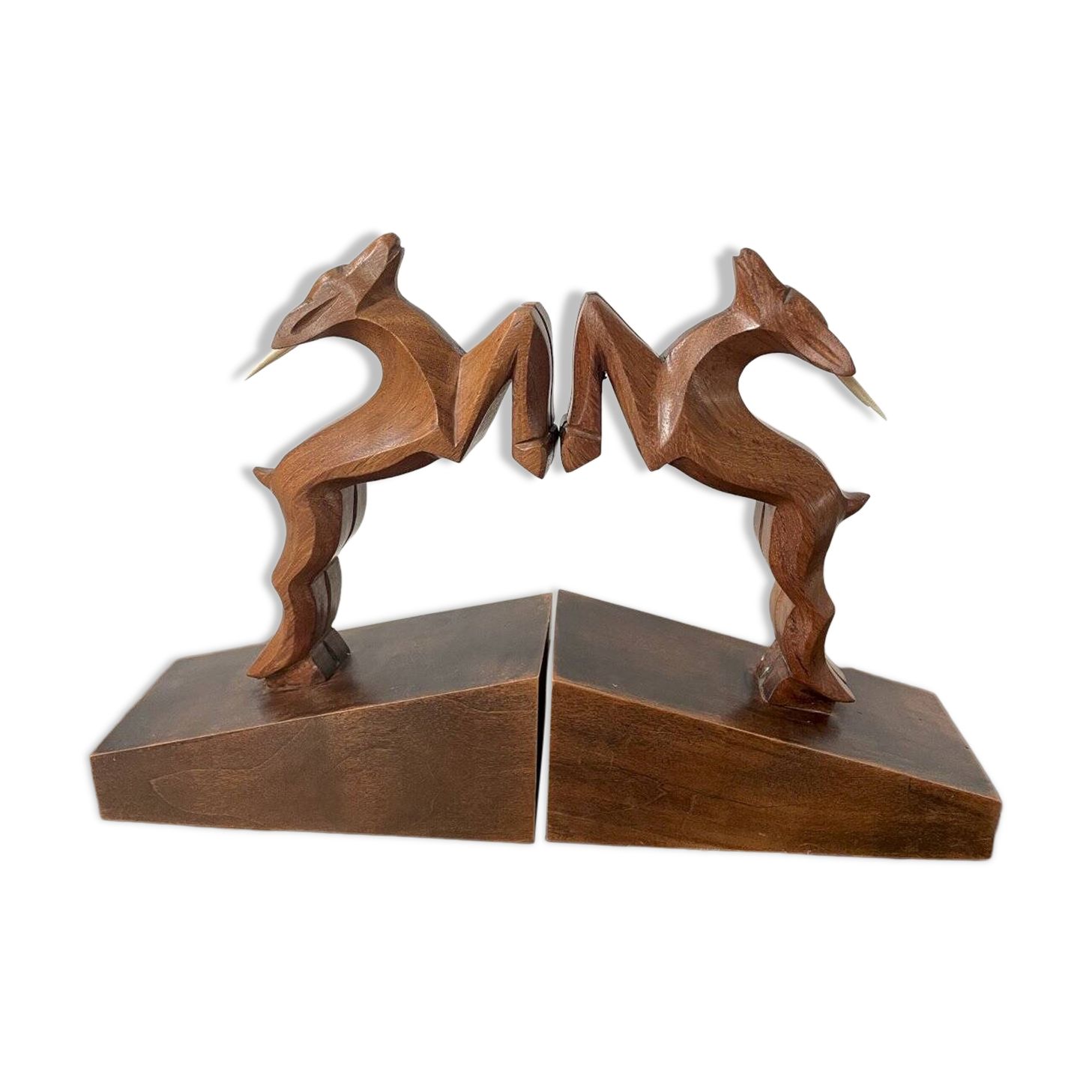 Wooden ibex bookends