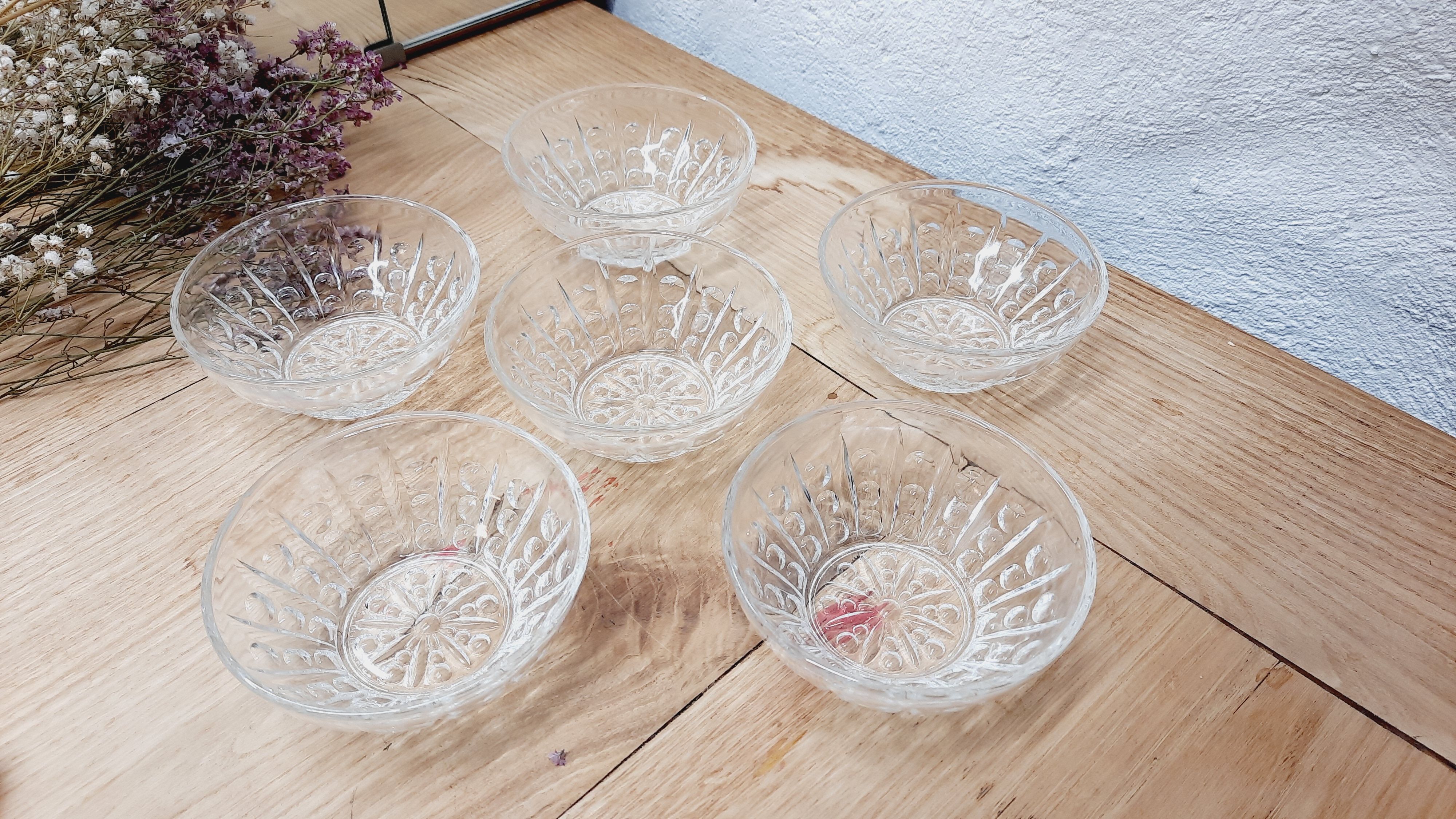 Set 6 cups chiseled glass