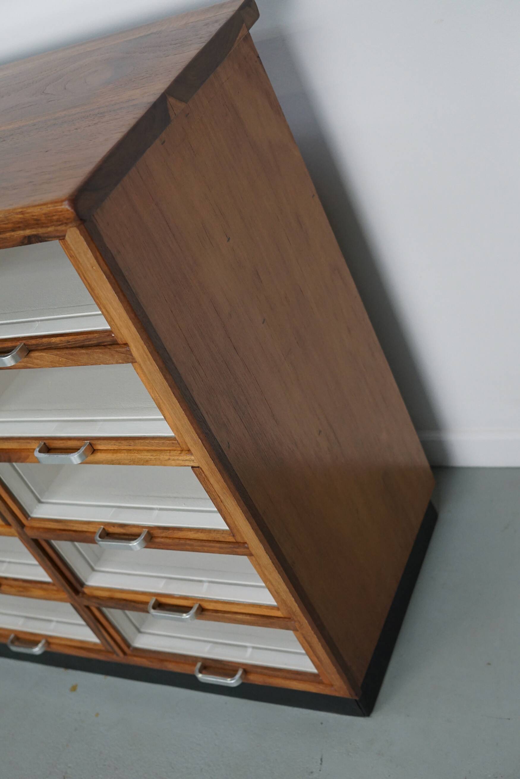 Vintage Dutch Walnut Haberdashery Shop Cabinet / Vitrine, 1950s