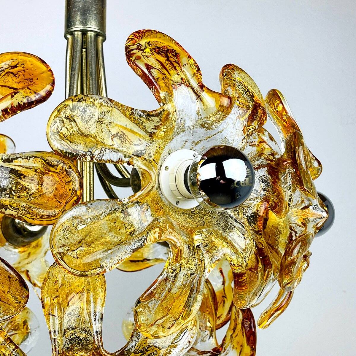 Mid-Century Murano Amber Chandelier by Mazzega, Italy, 1970s