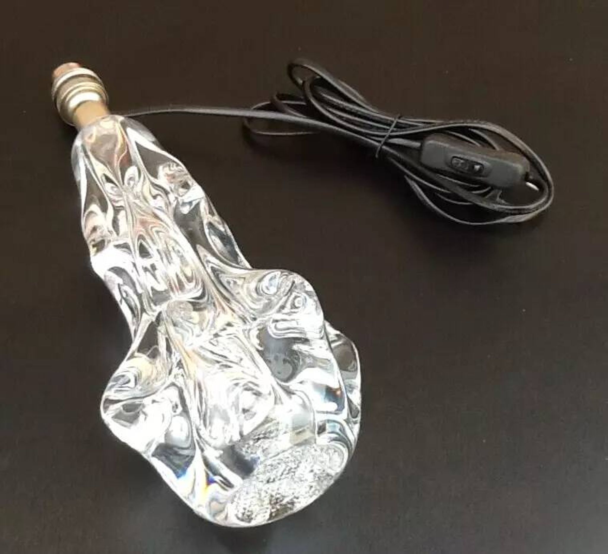 Pied de lampe (grand modèle) verre transparent années 1950