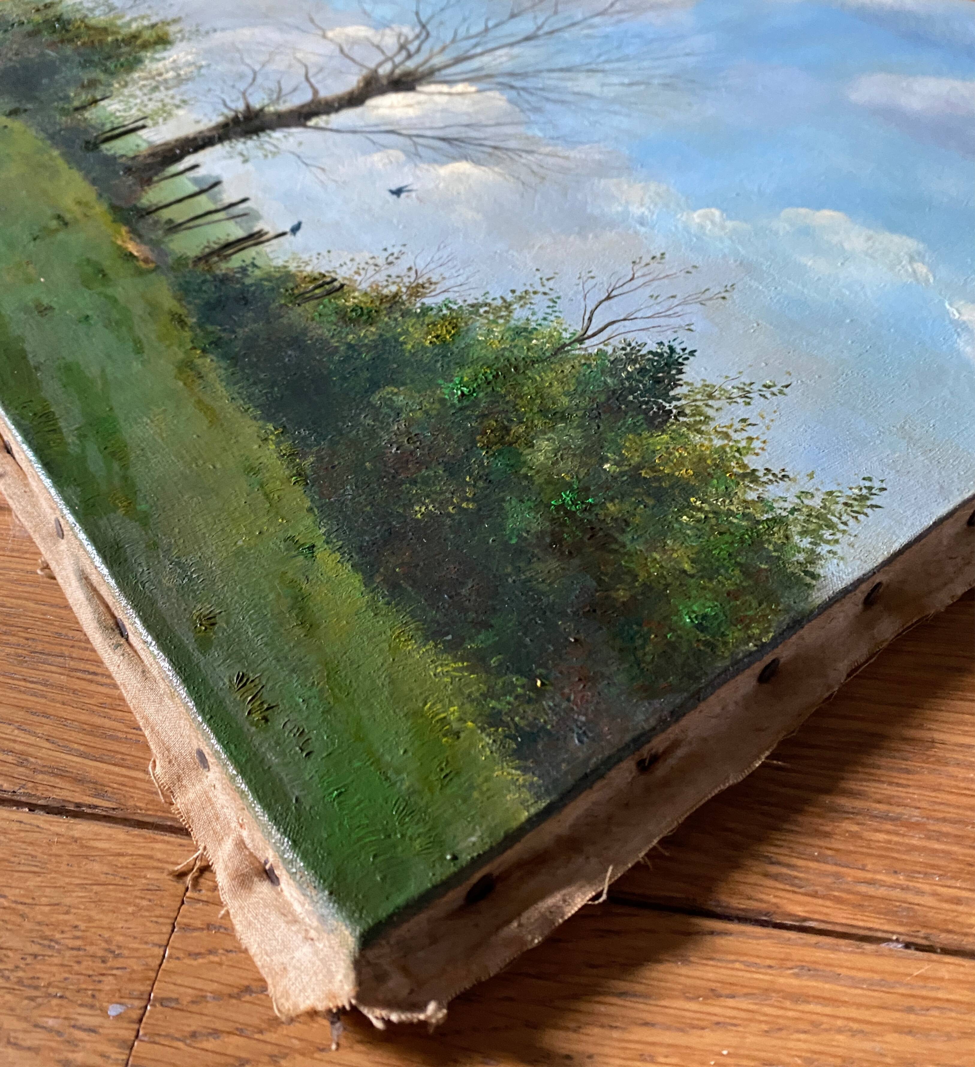 Painting Jean Paul Barre (born in 1954) HST "The end of winter" Landscape of Brière