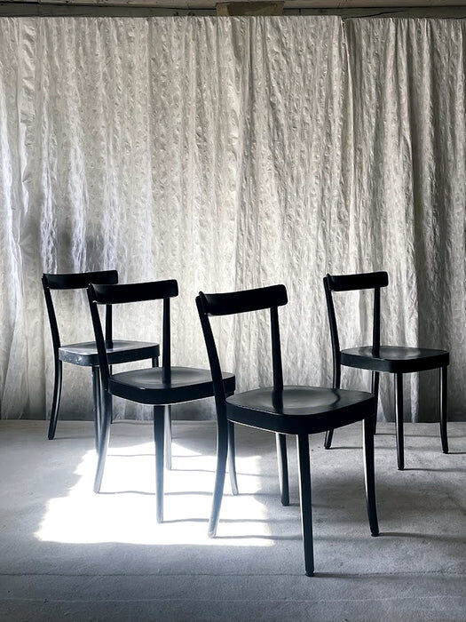 Set of four black Moser 1-250 wooden dining chairs, Werner Max Moser design