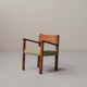 French modernist armchair in wood and green velvet, 1950s