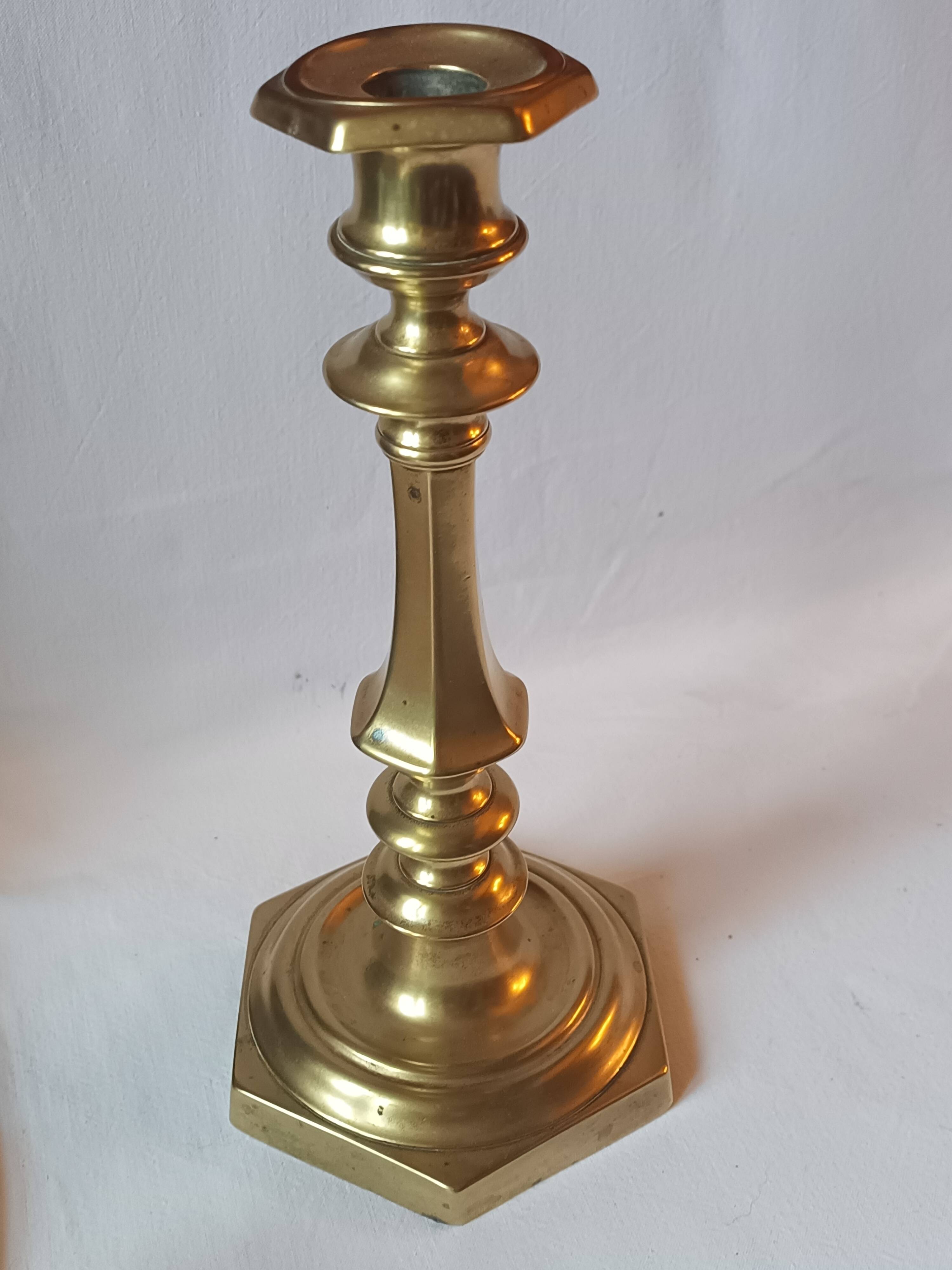 Antique bronze candlestick, 19th century, torch holder, candelabrum.