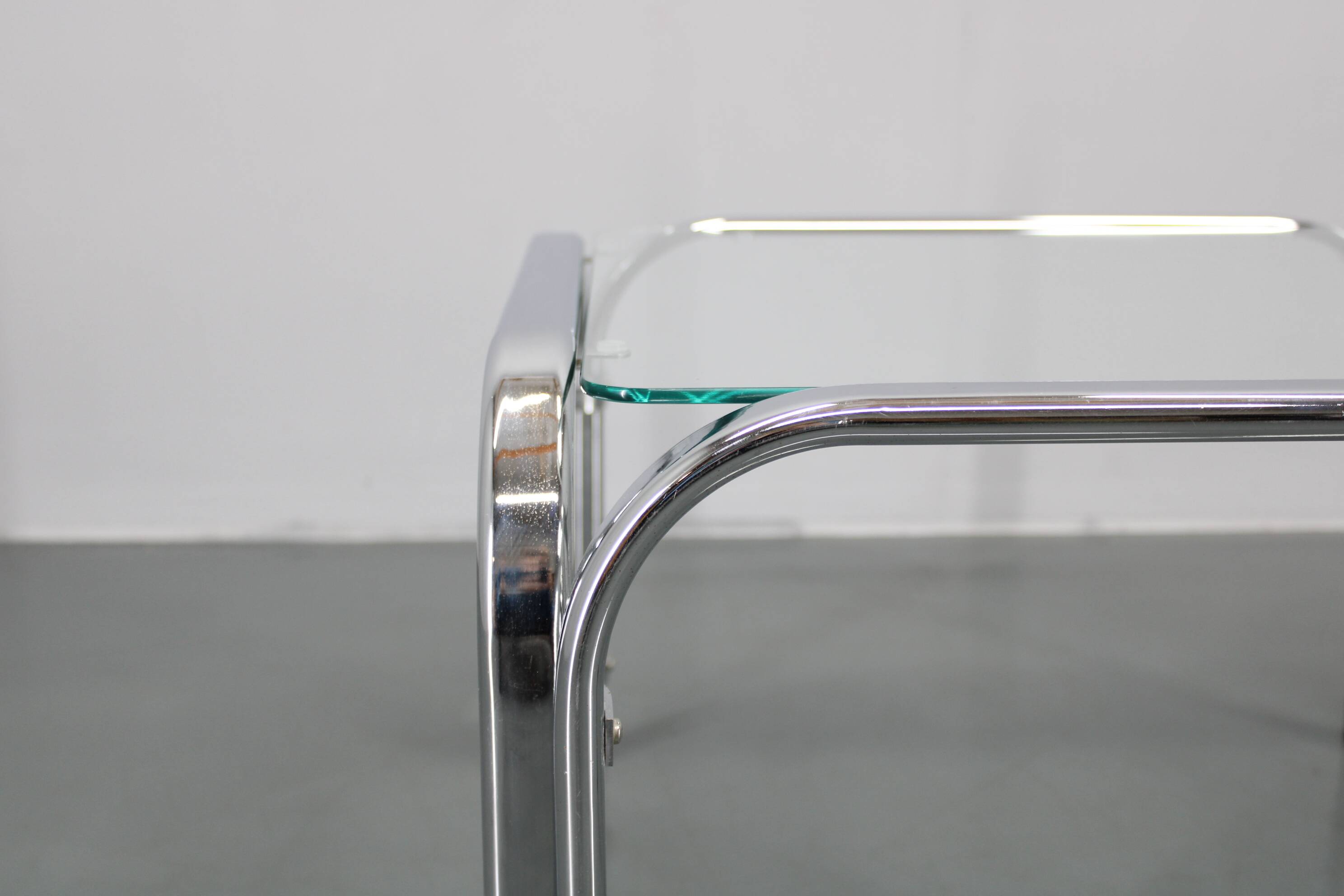1970s Italian Glass Square Coffee Table