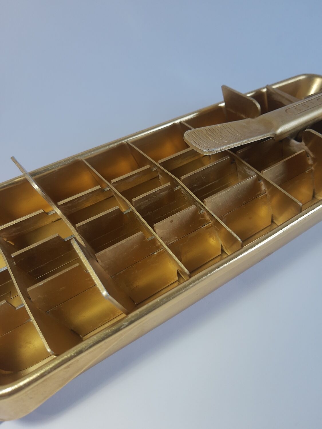 Old ice cube tray Quickube gilded metal 60s vintage