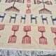 Tapis kilim beige à motifs multicolores fait main en pure laine