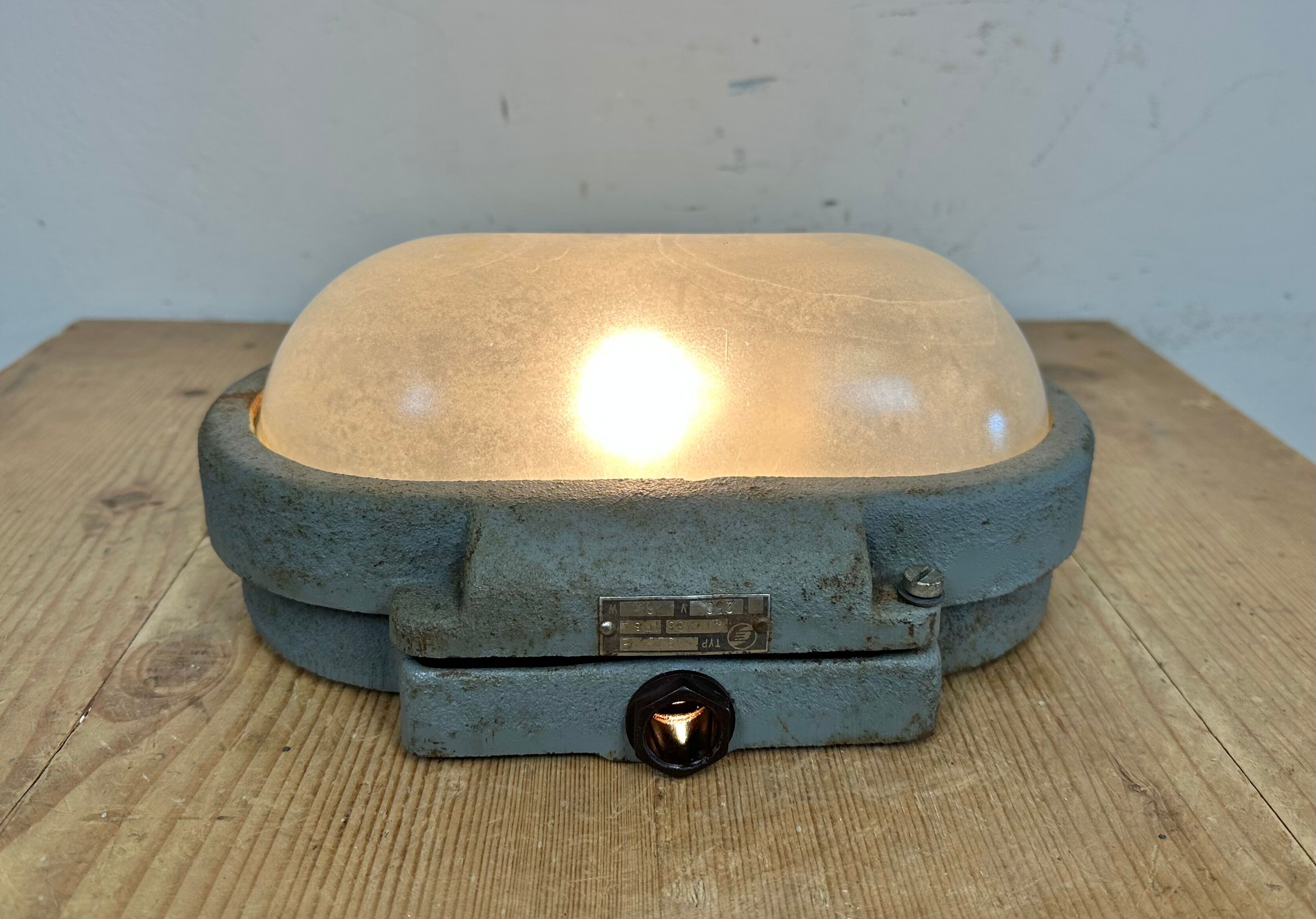 Grey Industrial Cast Iron Wall Light from Elektrosvit, 1960s