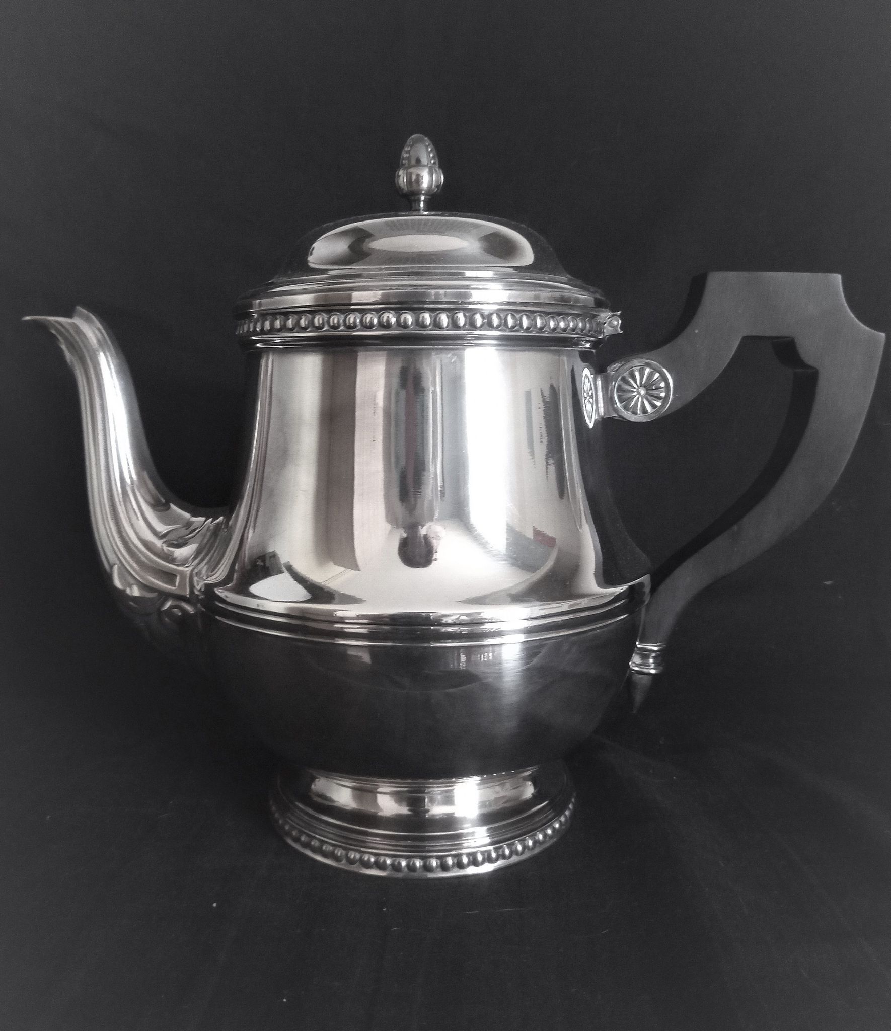 Tea and coffee set on tray, in silver metal Ercuis Goldsmith