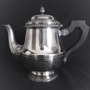 Tea and coffee set on tray, in silver metal Ercuis Goldsmith
