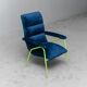 fauteuil velours bleu métal vert 60s moderne