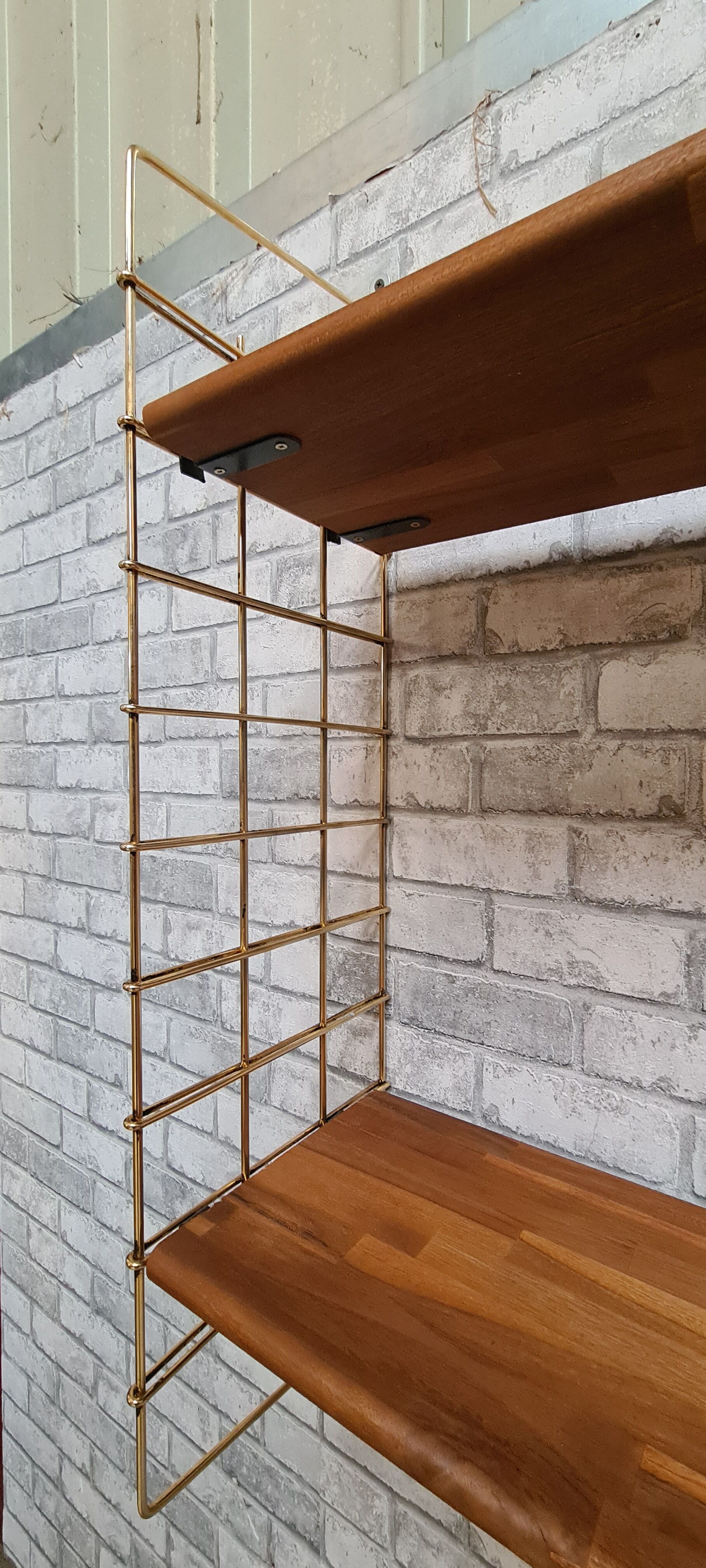 Scandinavian vintage floor 1960 solid exotic wood and chrome metal gold 82x83