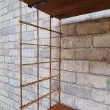 Scandinavian vintage floor 1960 solid exotic wood and chrome metal gold 82x83