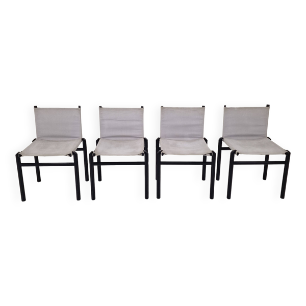 Lot de 4 chaises de salle à manger « Mastro » par Afra & Tobia Scarpa pour Molteni, Italie, années 1980