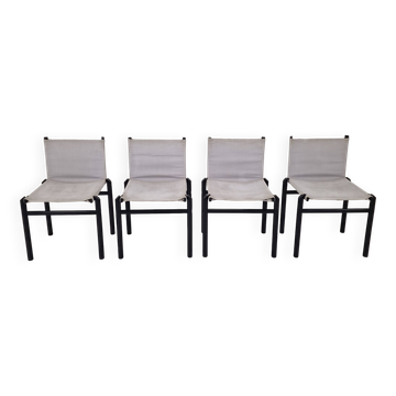 Lot de 4 chaises de salle à manger « Mastro » par Afra & Tobia Scarpa pour Molteni, Italie, années 1980