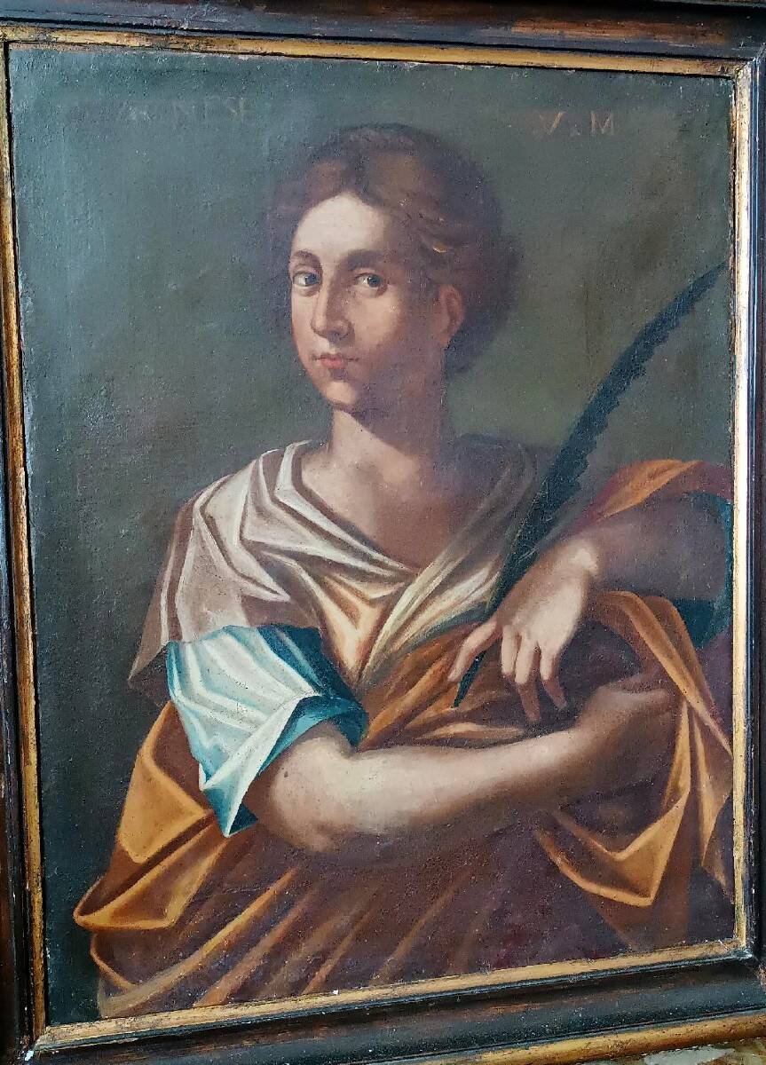 Oil on canvas antique - Saint Agnes - Roman school, 17th century