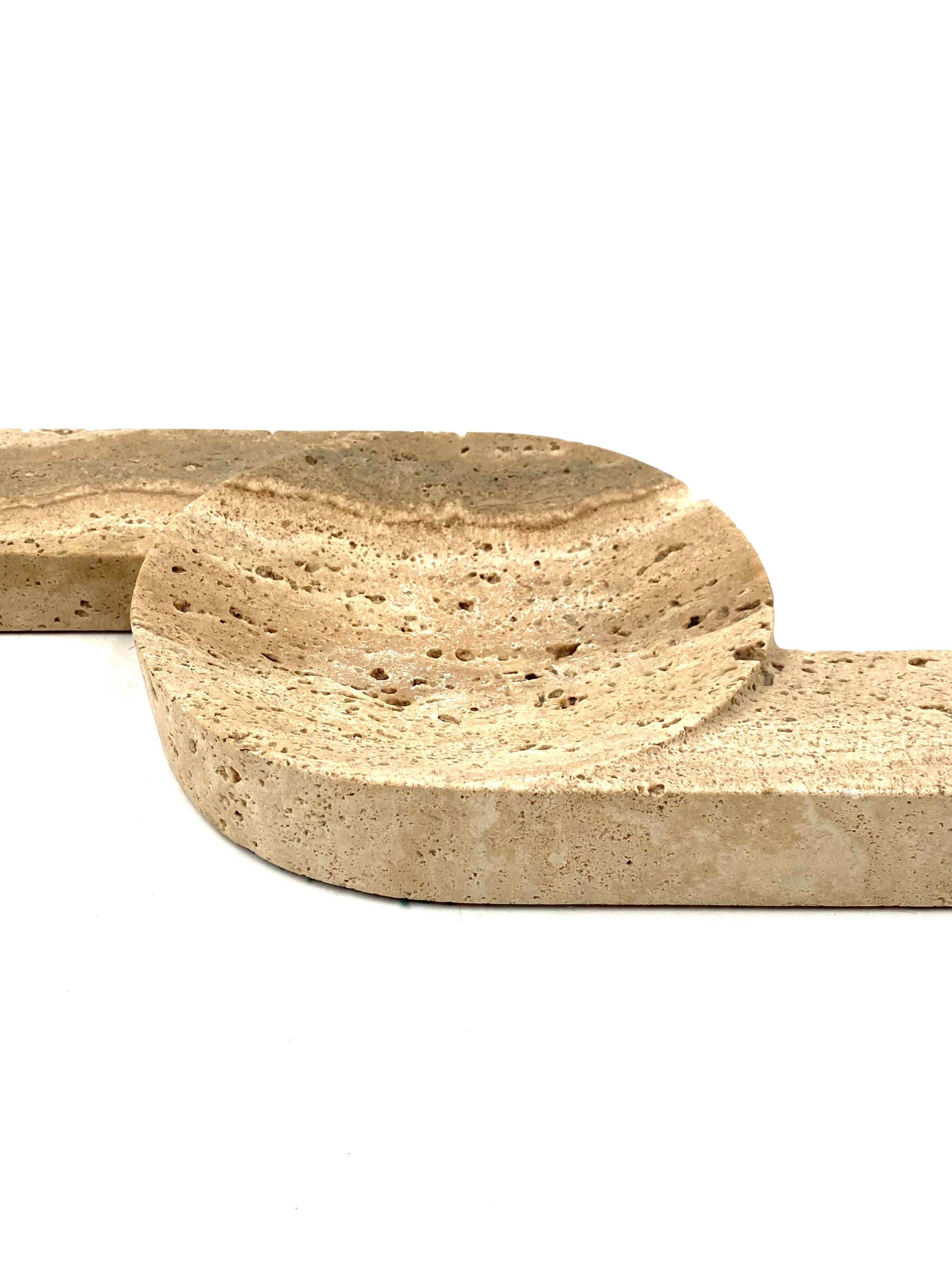 Brutalist travertine ashtray, Cerri Nestore, Italy, 1970s