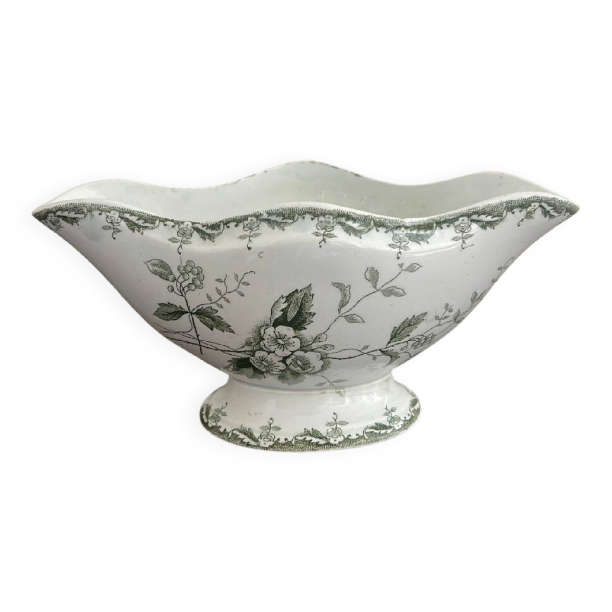 Sauceboat in earthenware Terre de Fer from St Amand and Hamage, Rosette model.