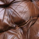 Brutalist leather sofa and armchair set, 1970s