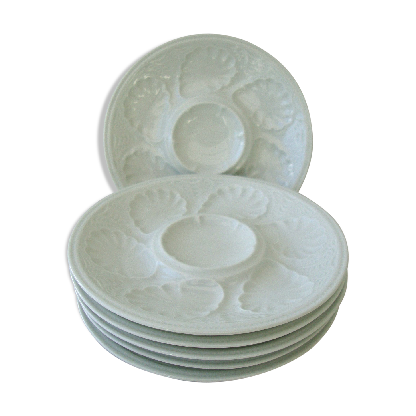 6 porcelain oyster plates Tharaud Limoges