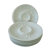 Set de 6 assiettes à huîtres porcelaine Tharaud Limoges