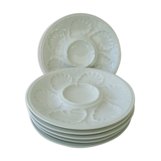 6 porcelain oyster plates Tharaud Limoges
