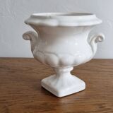 Cache-pot vase Médicis vintage ancien faïence blanche