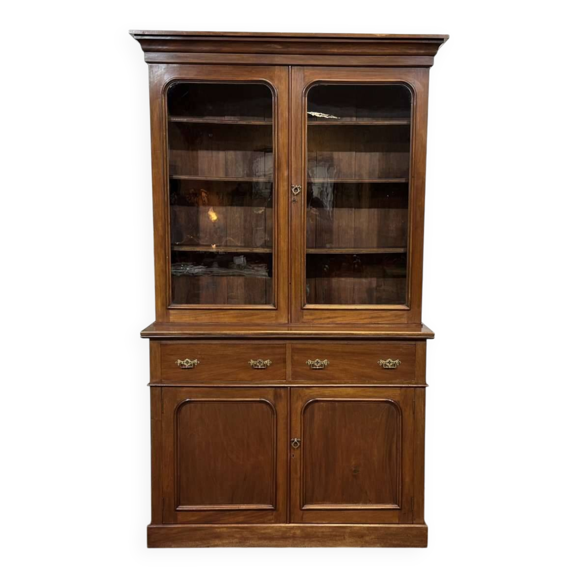 Victorian 19th-century mahogany two-body library