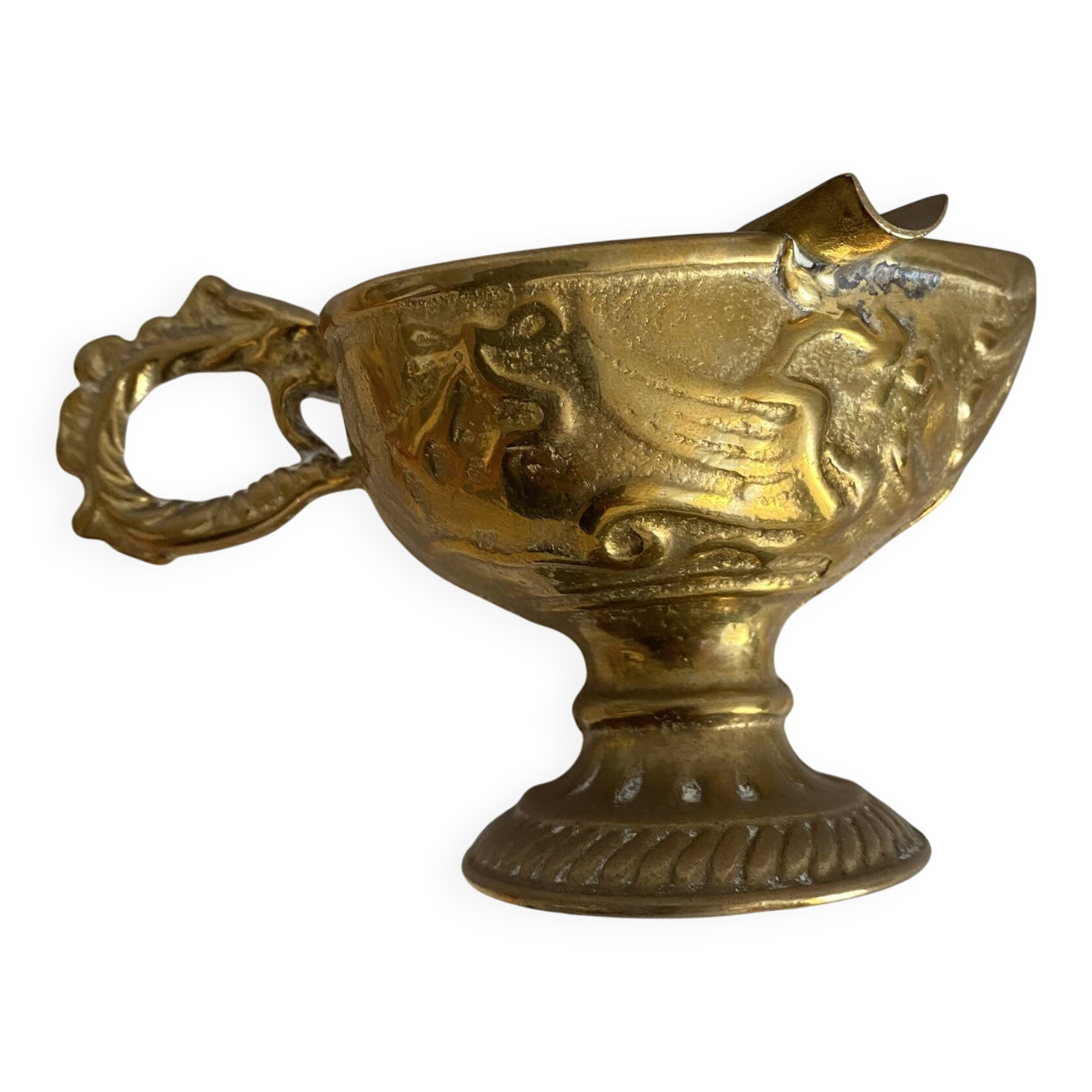 Antique embossed brass ashtray