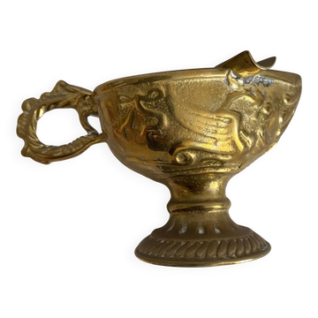 Antique embossed brass ashtray