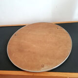 Set of 3 round mirrored trays, metal strapping, 1950/60
