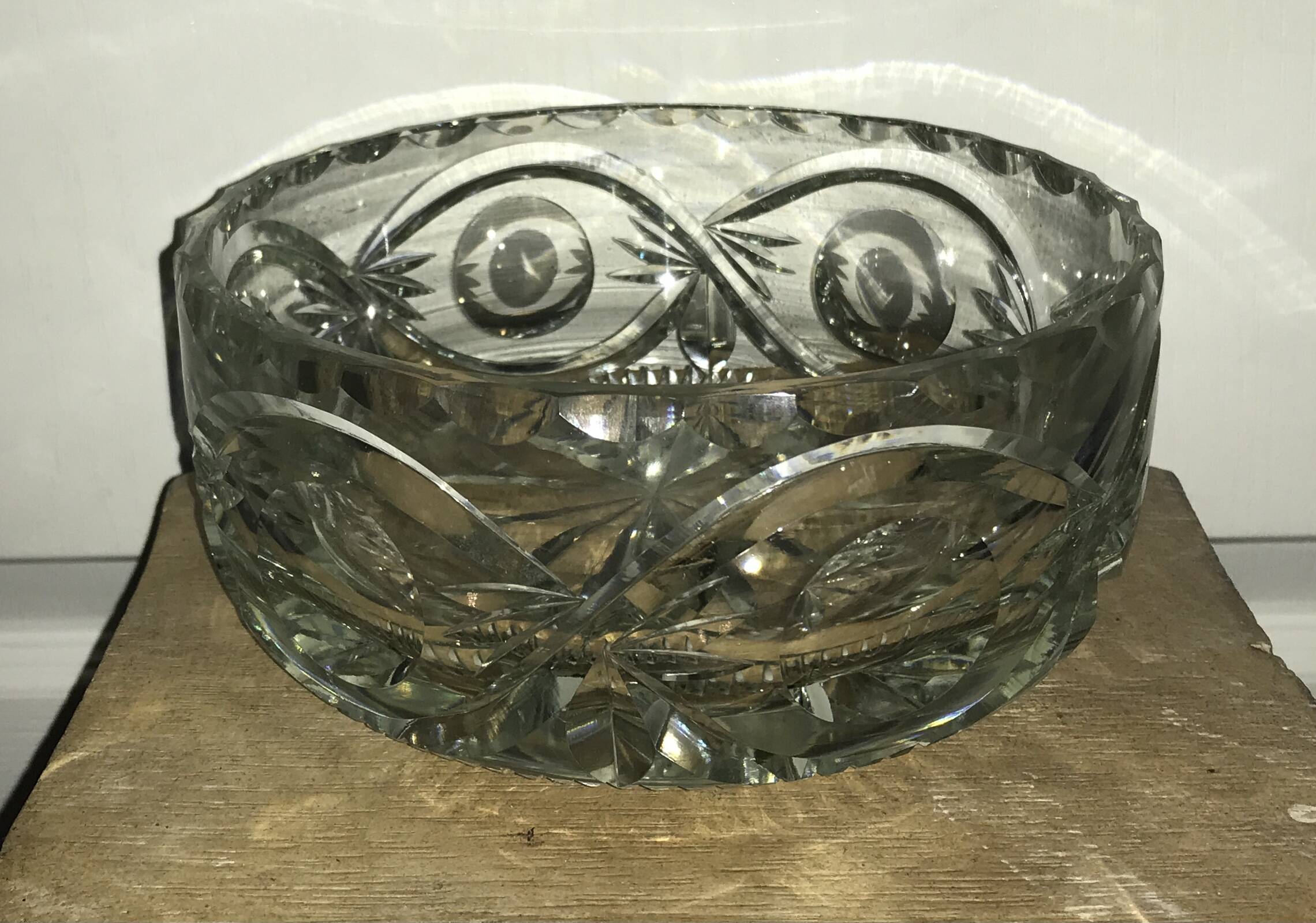 FRUIT CUTTER, SALAD BOWL in Solid CRYSTAL decorated with Hand-Cut PATTERNS