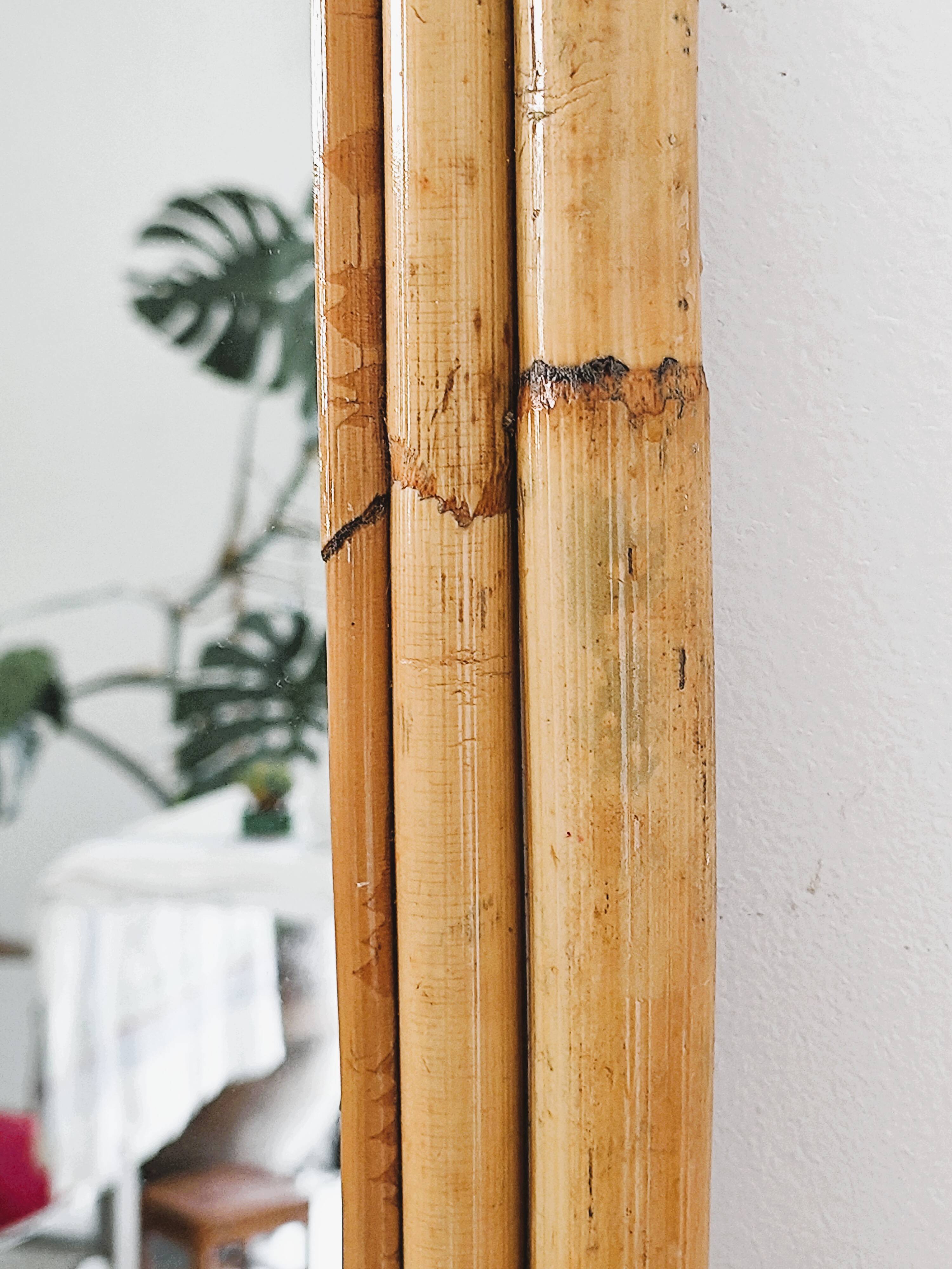 Woven bamboo mirror in natural tone