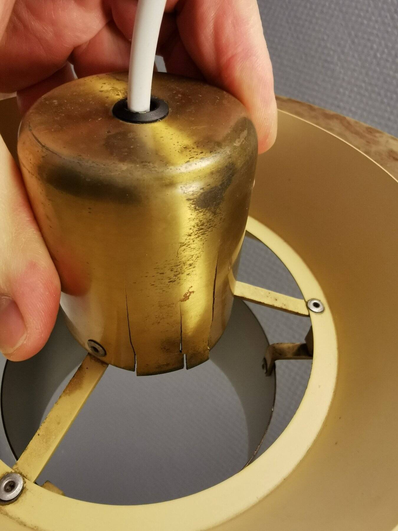 A mid-century Danish hanging lamp in solid brass by Jo Hammerborg for Fog & Mørup.